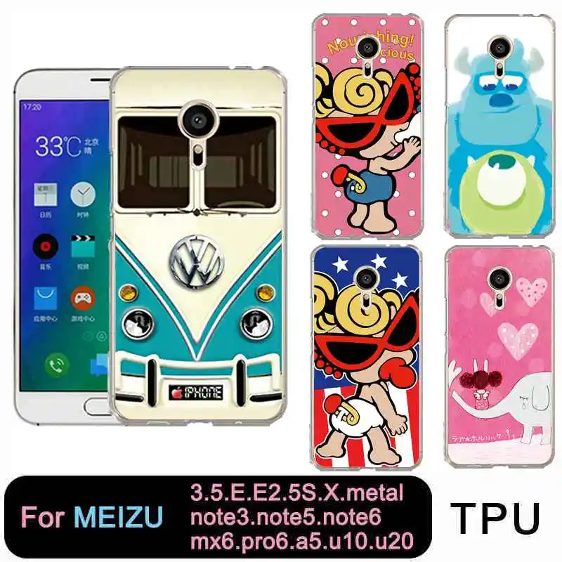 

QMSWEI TPU Soft Phone Case For Meilan MX6 pro6 u10 u20 E2 m3 M5 M5s metal note3 Clear Cartoon Car Elephant Cover Free shipping