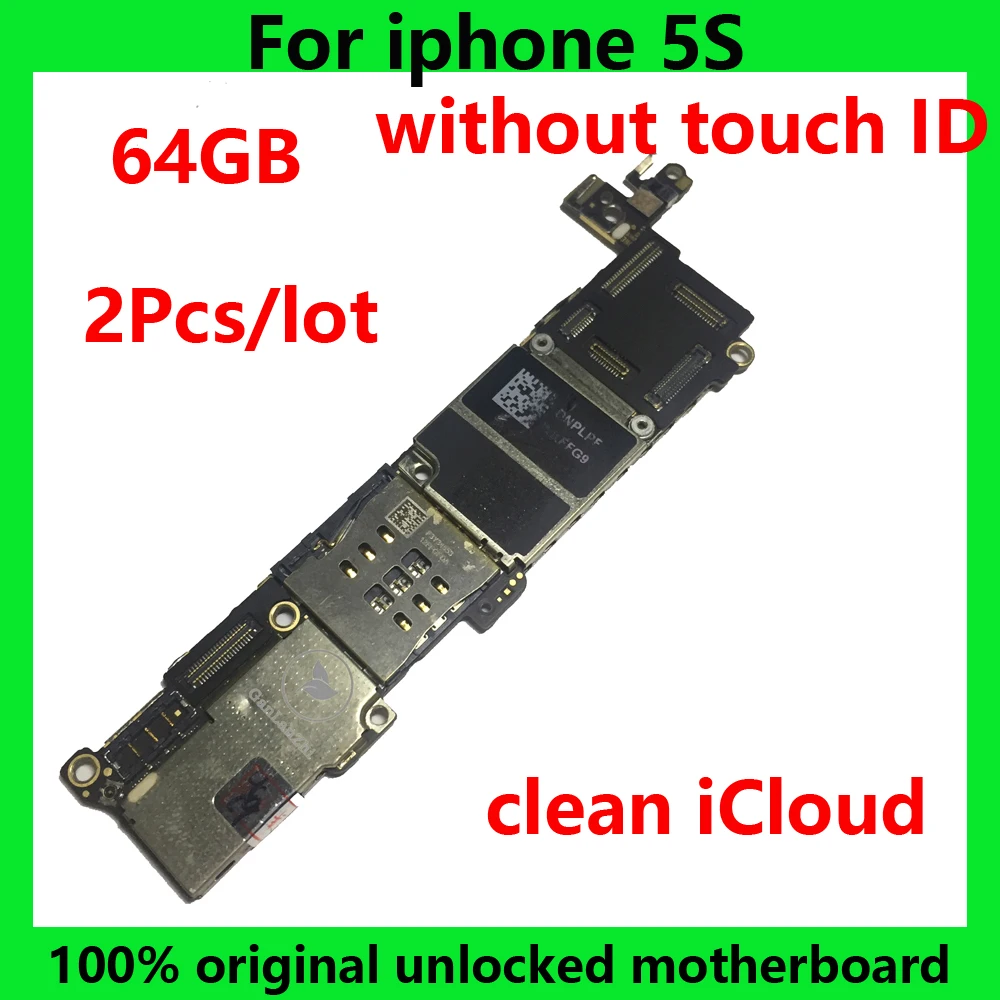 2pcs/lot 64GB clean iCloud IOS system logic board without