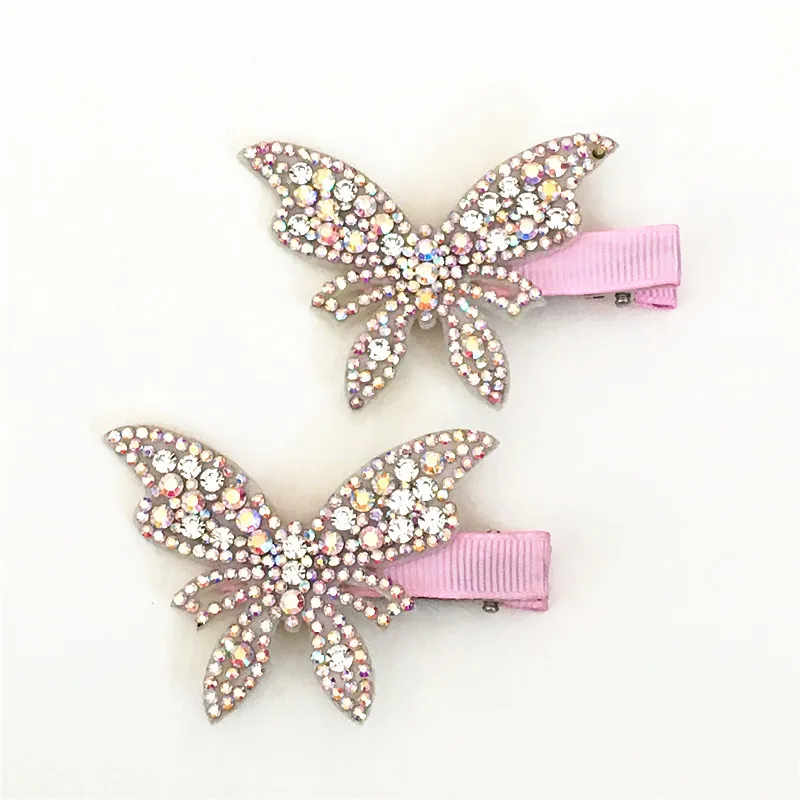 

2pcs/lot Hot Sale Hair Clips Girls Butterfly Twinkling Hairpins Shiny Rhinestone For Lovely Children Hair Band Hair Accessories