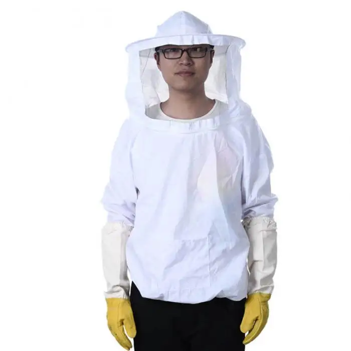 Beekeeping Jacket Pull Over Smock Protective Equipment Bee Keeping Suit Hat P7Ding