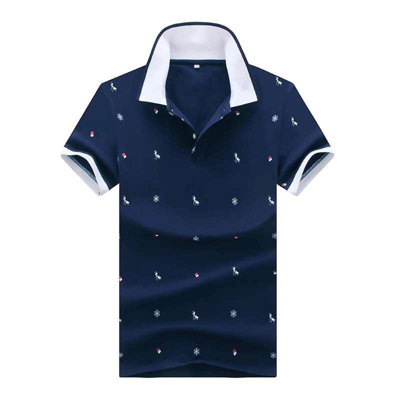 Для Мужчин's Топы корректирующие Лето повседневное мужские рубашки-поло хлопок печатных рубашки для мальчиков мужчин s мужские Поло рубашка короткий рукав - Цвет: LP21 Dark Blue