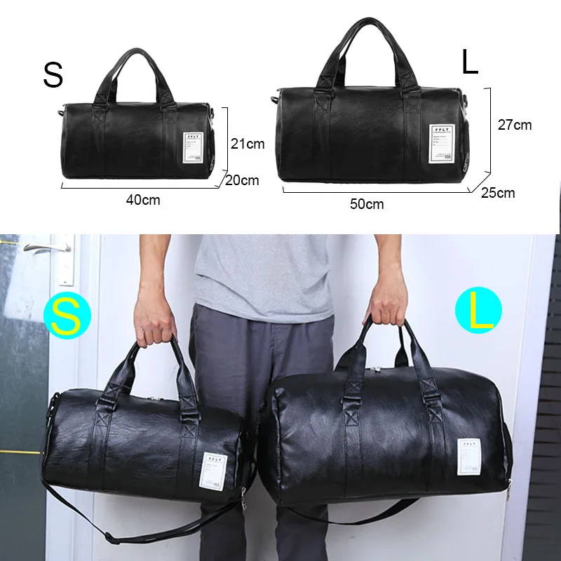Gym Bag Leather Sports Bags Big Men Training Tas for Shoes Lady Fitness Yoga Travel Luggage Shoulder Black Sac De Sport XA512WD