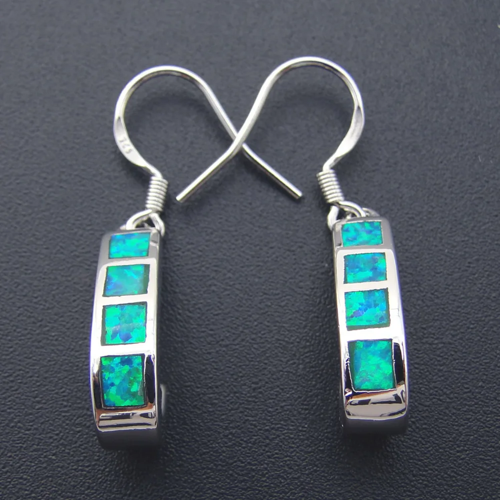 

DJ CH Green fire opal earrings for women Sterling silver plated jewelry Dangle earrings For Women gift Daily wear Drop earrings