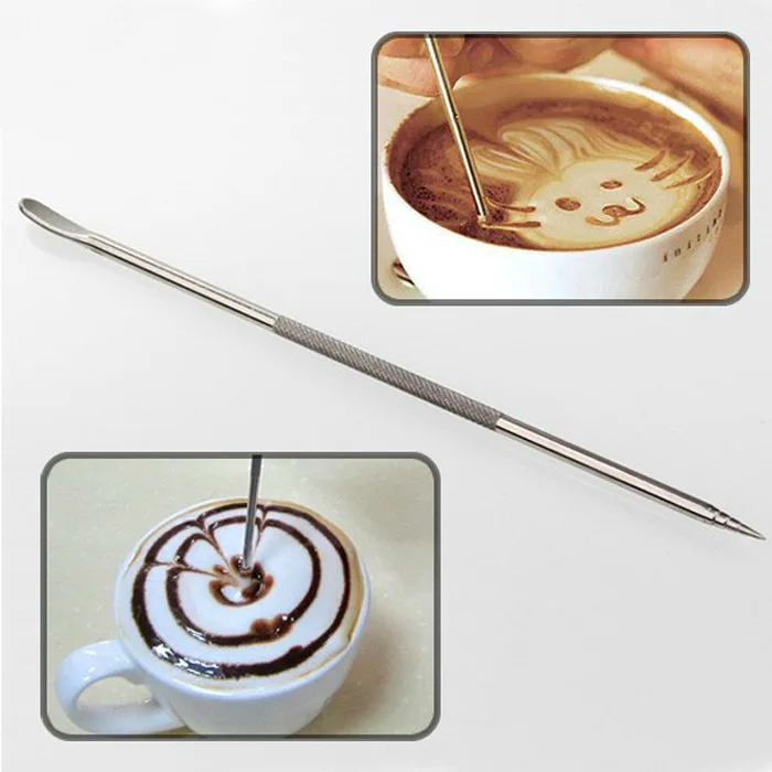 latte art tool SpatelSpitze plastic stainless steel silicone