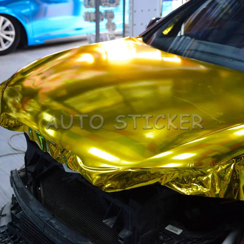 golden chrome mirror vinyl car wraps 2