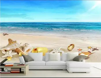 

Custom Mural 3D Photo Wallpaper Living Room Sofa Backdrop Wallpaper Beach and Sea Scenery Painting Picture Wallpaper Home Decor