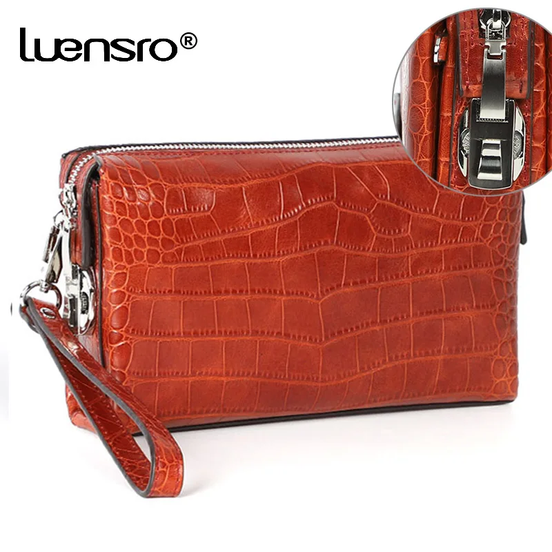 

Password Protection Men Wallet Genuine Leather Men Clutch Luxury Handy Bag Coded Lock Long Wallet Male Purse Large Portomonee
