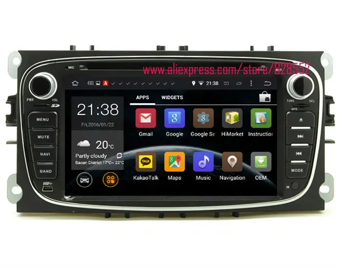 Excellent Android 6.0 Quad-core 2GB  Quad-co Car DVD Player For ford focus mondeo / ford c max / S-MAX / ford kuga With 3G/wifi USB GPS BT 0