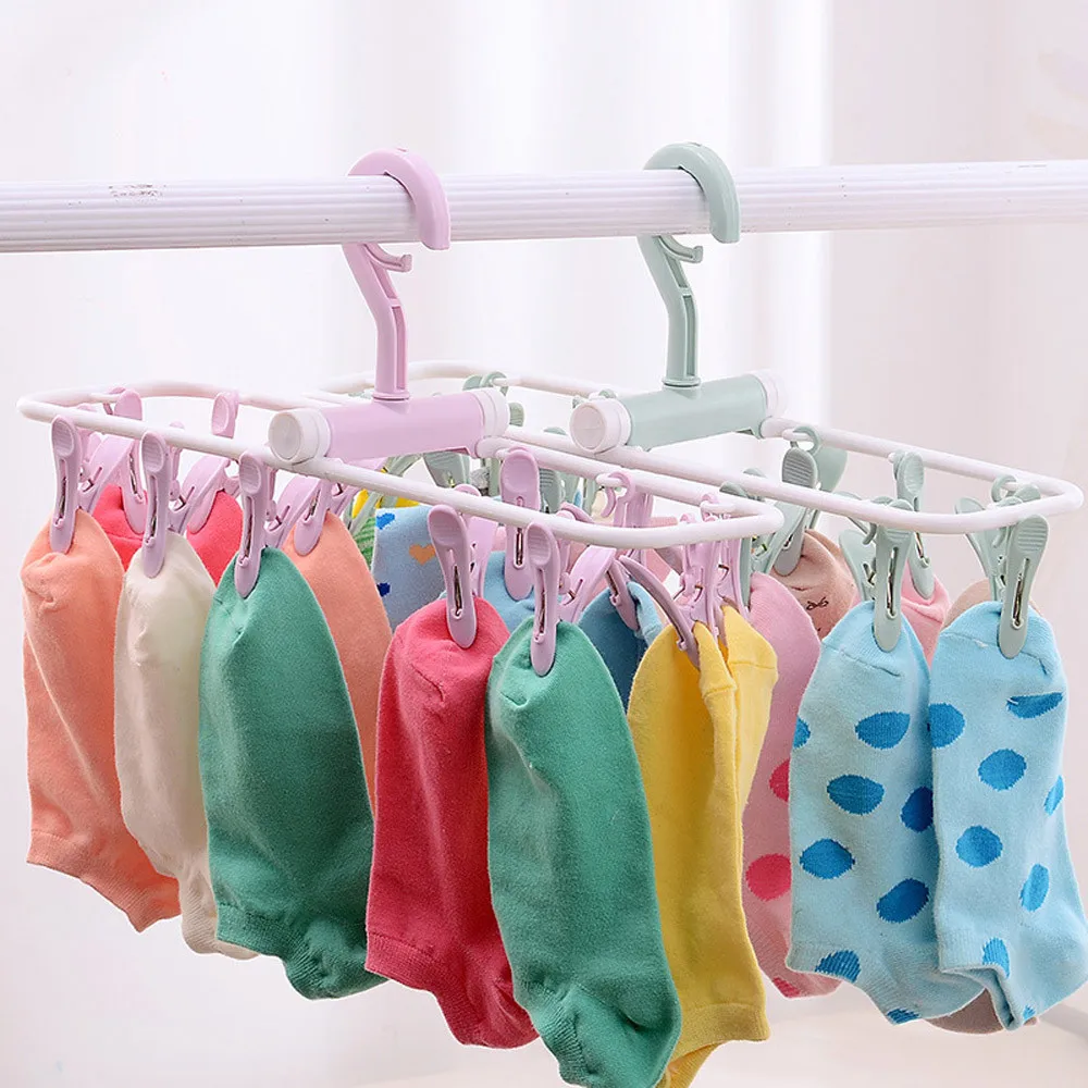 Пластиковая Складная сушилка для одежды с 12 зажимами для нижнего белья носки Многофункциональная вешалка для одежды# JN