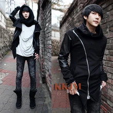 S-XXL! Мода Весна индивидуальность наклонный, застежка-молния, из кусков, облегающее тонкое пальто для мужчин