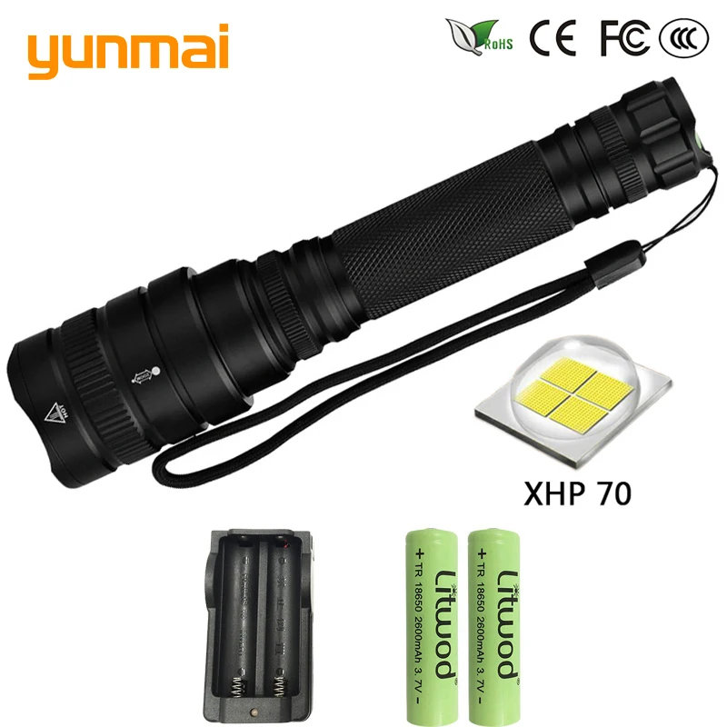 

Z20yunmai 1515 LED XHP70 flashlight 20000LM Waterproof Aluminum alloy Zoomable Riding torch Powerful Lantern For 18650 battery