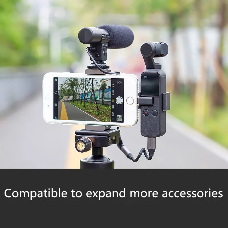 osmo Pocket Metal Clip Bracket adapter Extended 14 screw hole & hot boot for selfie stick tripod mount For DJI osmo Pocket Handheld gimbal camera 1 (3)