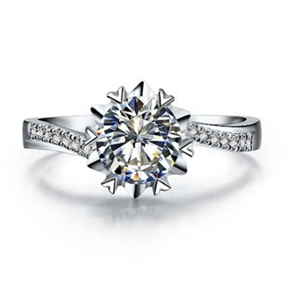 

Test Positive Snowflake Moissanite Ring 0.5CT Engagement Ring Moissanite Diamond Micro Paved Sterling Silver Ring PT950 Stamped