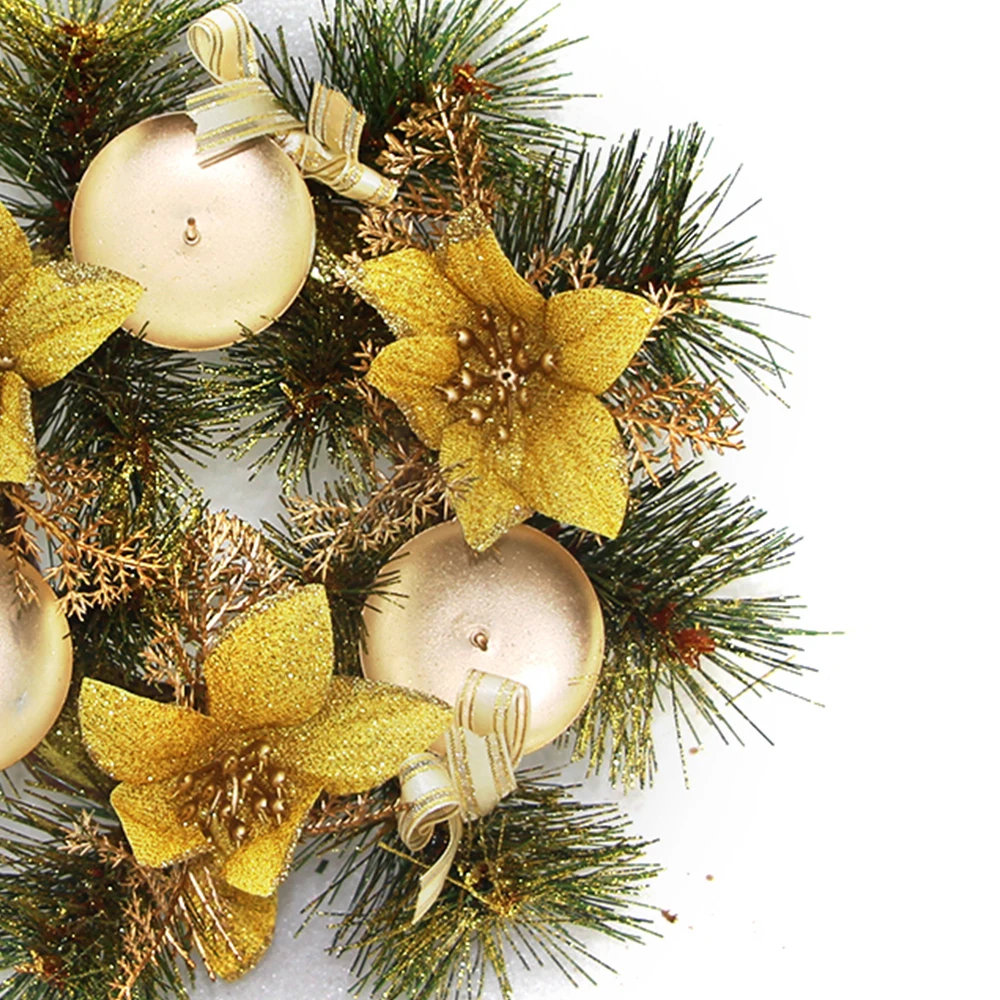 

Christmas Decorative Candlestick Ornament Xmas Flowers Pine Cones Wreath With Candlestick For Home Party Supply Decor