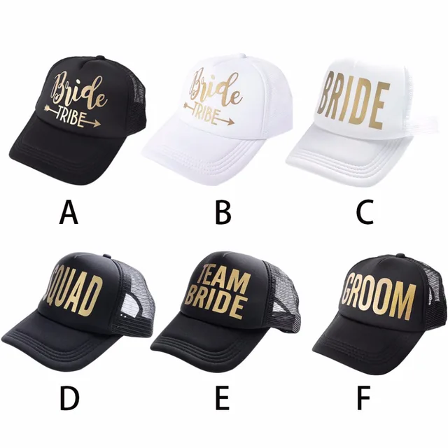 hot new 2018 bride tribe snapback trucker mesh hat gold letters mesh letters