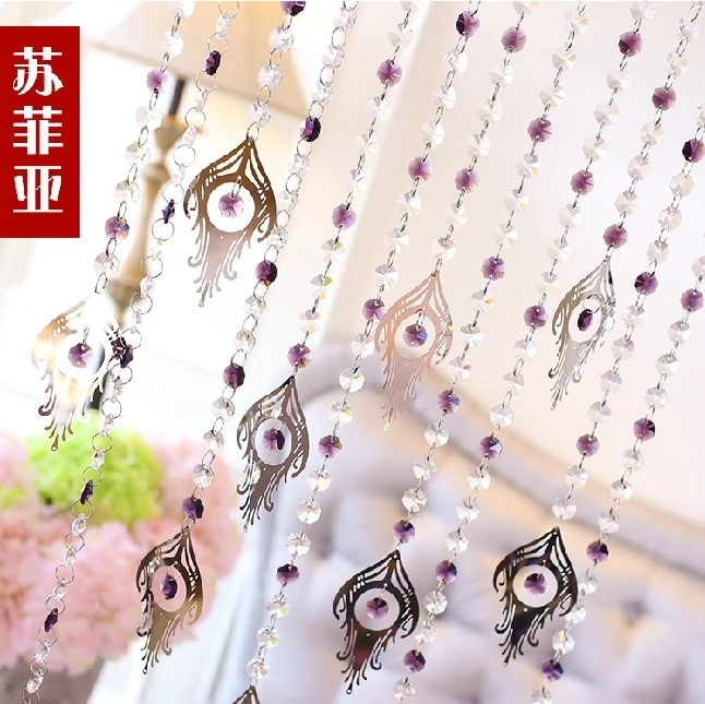 

SpringQuan Finished product free shipping 20 meter/lot of k9 glass octagon bead and phoenix shape crystal curtain