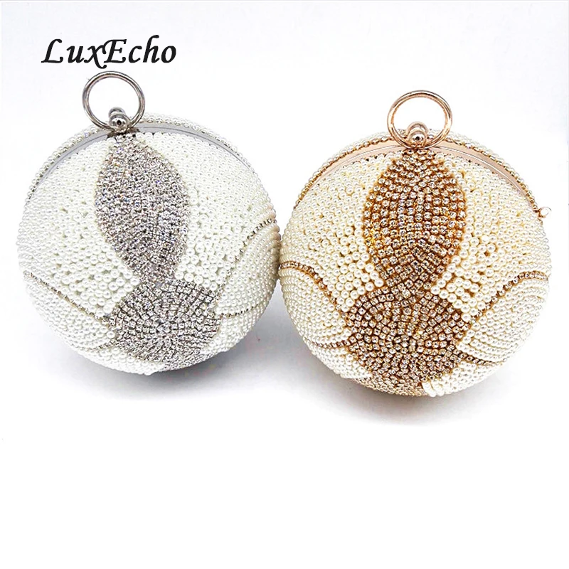 Женские вечерние сумки LuxEcho с круглыми бусинами и цепочками модные клатчи на