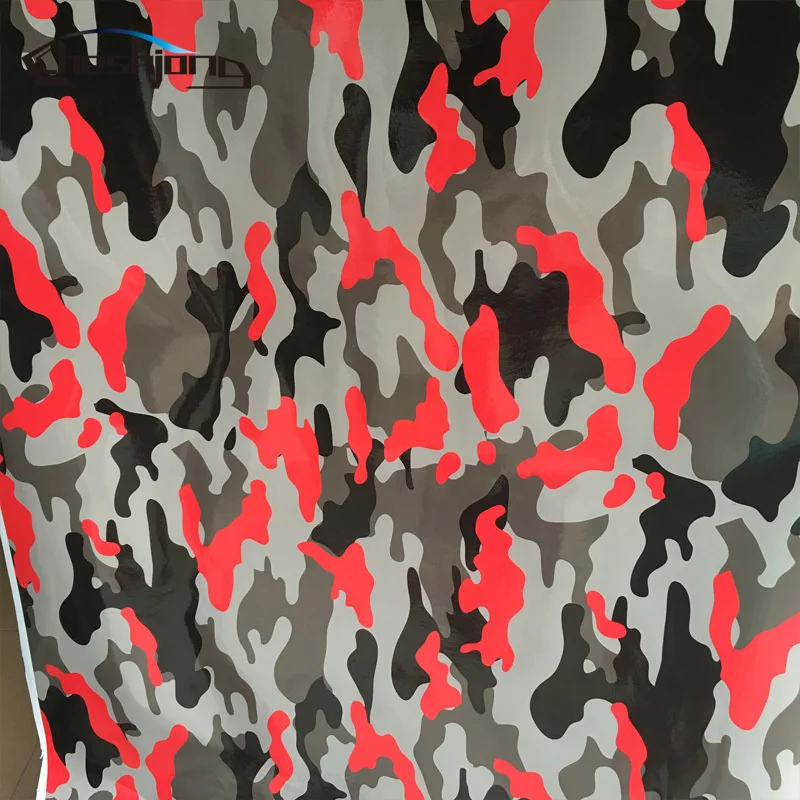 Cheshjong Глянцевая Camo Обёрточная бумага Черный красный серый цвет плёнки Графика