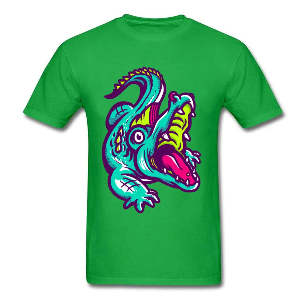 Neon Croc 100% Cotton Man Short Sleeve Tops Shirt Europe Father Day T-Shirt Fashionable Tees Discount Crewneck Neon Croc green
