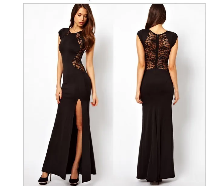 

2018 New Pattern Cut-out High Slit Prom Dresses O-neck Ankle-length Mermaid Superior Evening Dress Vestido De Fiesta Gala Jurken