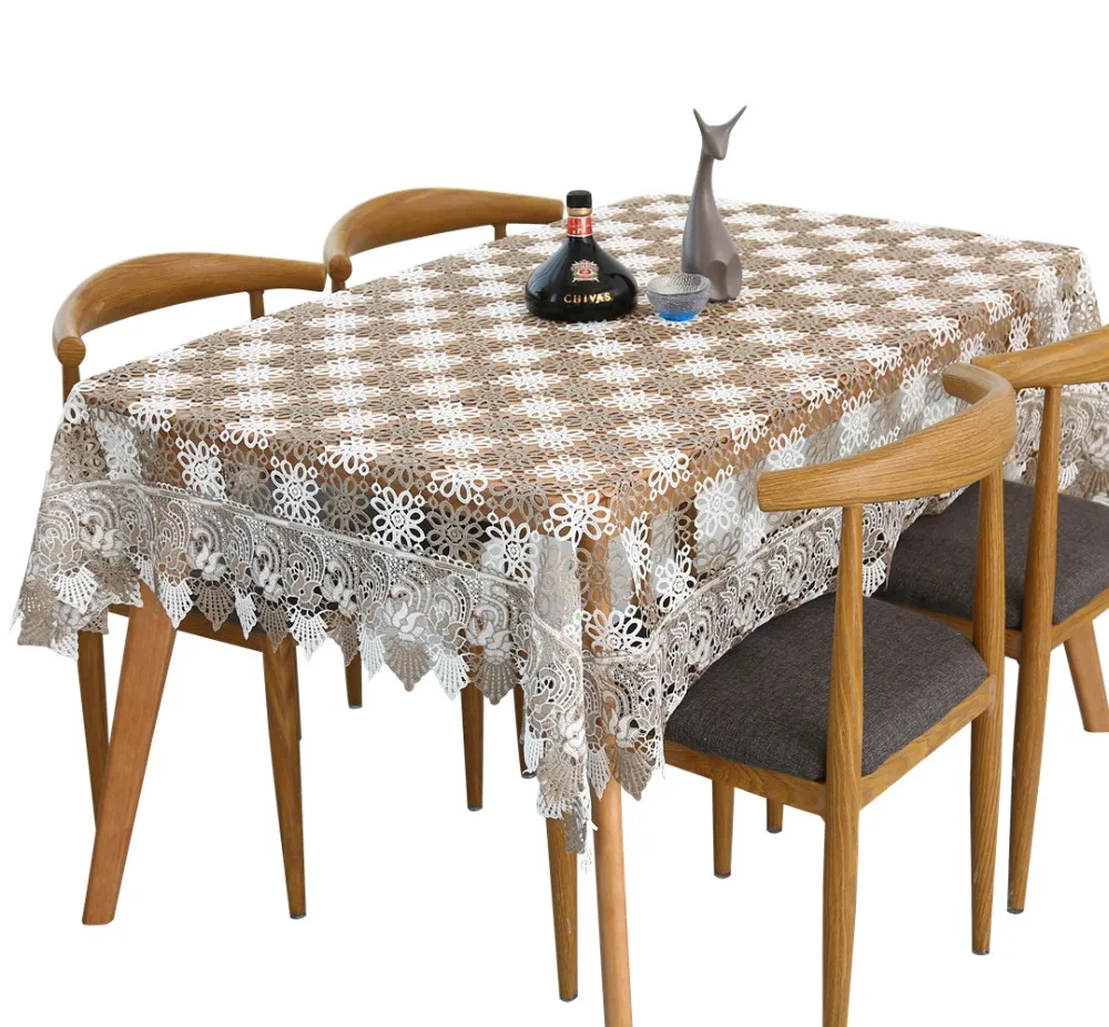 

Adasmile Crochet Floral Hollow Elegant Lace Table Cloth Table Cover Overlays Tablecloths For Banqute Wedding Party Decoration