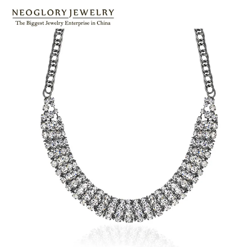 

Neoglory Rhinestone Black Color Plated Fashion Chockers Necklaces for Women Jewelry 2018 New Party Gift QC4