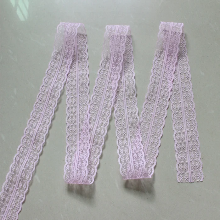 New listing100yards / 4.5 cm wide pink bilateral lace ribbon lace