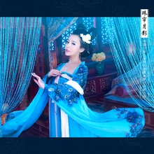 Zhu Lian Yue Ying голубое эстетическое блестящее вышитое платье с высокой талией женский костюм Hanfu дворцовый костюм принцессы