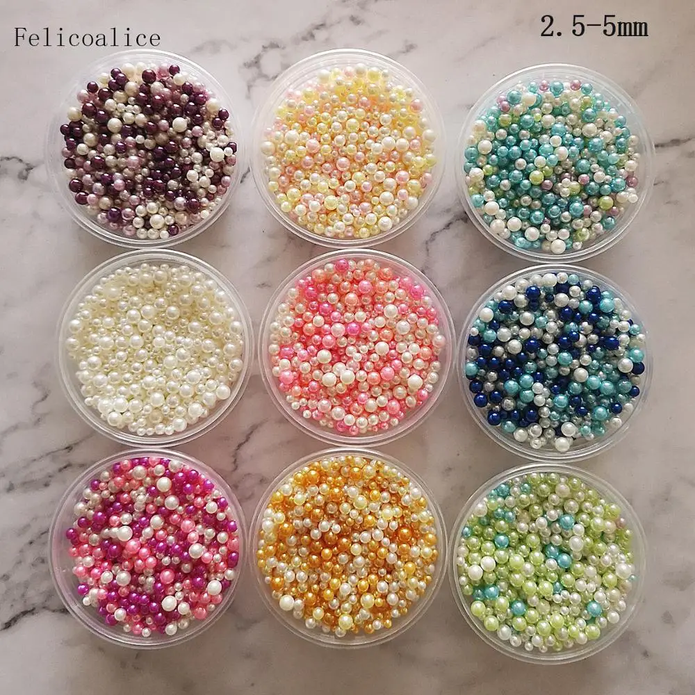 

500pcs 2.5-5mm Multi Size Option Random Mix Color No Holes Pearls Round Beads For DIY Craft Scrapbook Decoration