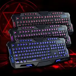3 цвета синий/фиолетовый/красный подсветка Professional Gaming Keyboard USB светодио дный с подсветкой led Backlit Gaming Crack Keyboard для ПК ноутбука