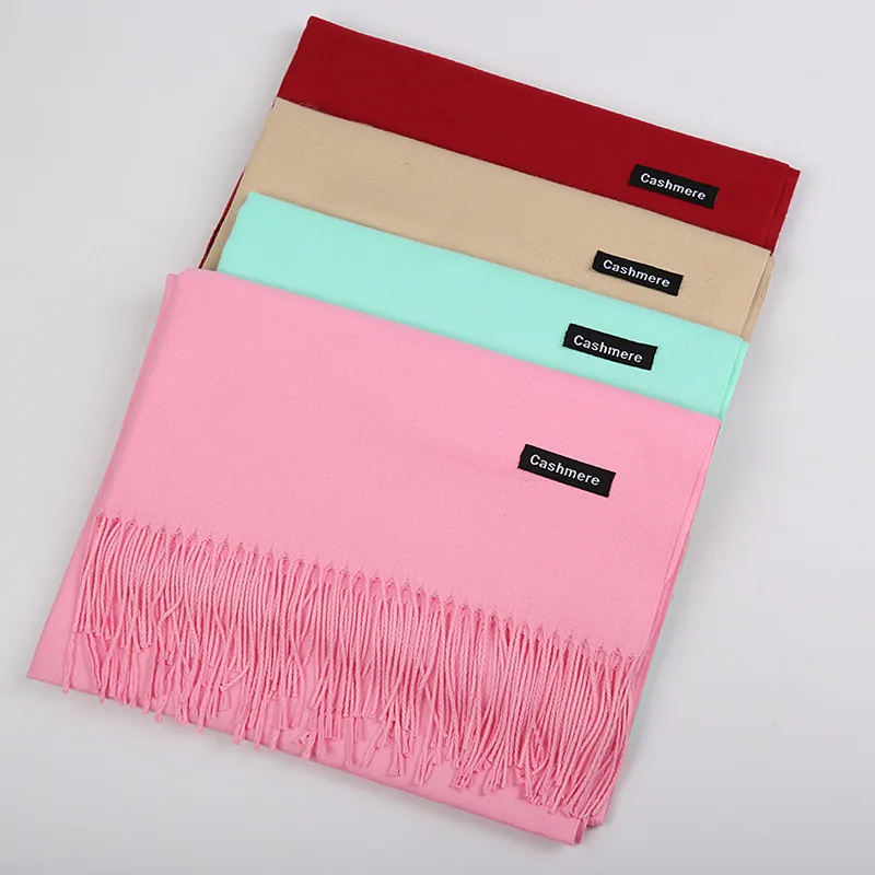 

Pure color fringed twill Cashmere Scarf Unisex Women Mens Oversized Blanket Long Large Pashmina Shawl