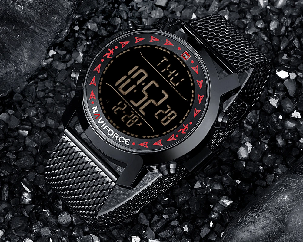 Лидирующий бренд NAVIFORCE, мужские светодиодный цифровые часы, спортивные часы, мужские военные водонепроницаемые наручные часы из нержавеющей стали, Relogio Masculino
