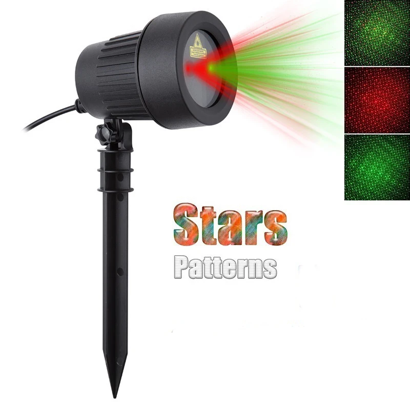 

Christmas Laser Projector Stars Lights Red Green Static Twinkle Waterproof IP65 Outdoor Garden Lawn showers Tree Decoration