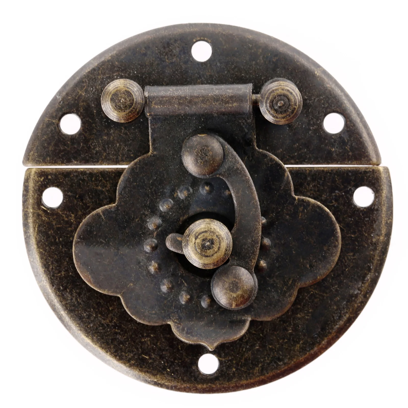 

1Pc 53mm Antique Box Latches Decorative Drawer Hasp Jewelry Wooden Box Padlock Suitcase Hasp Lock w/Screw Vintage Brass Hardware