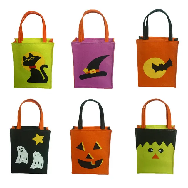 1pc Pumpkin Face Halloween Trick or Treat Candy Bags Non woven Small