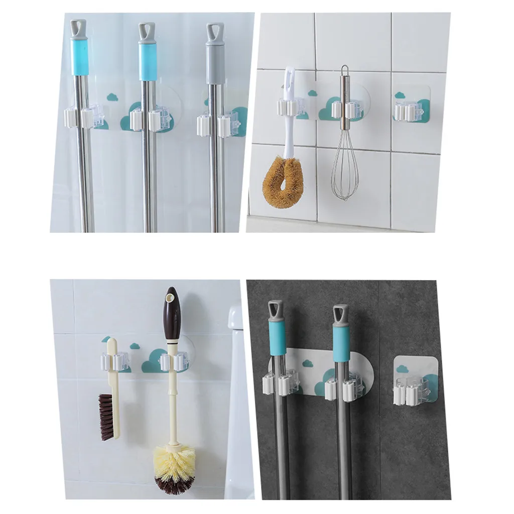 

2019 New 1PCS Wall Mounted Mop Organizer Holder Brush Broom Hanger Storage Rack Kitchen Tool Drop Shipping
