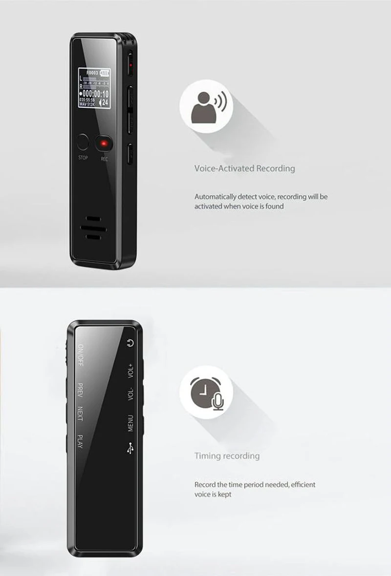 Volemer V90 Digital Voice Activated Recorder Dictaphone Long Distance Audio Recording Mp3 Player Noise Reduction Wav Recording (2)