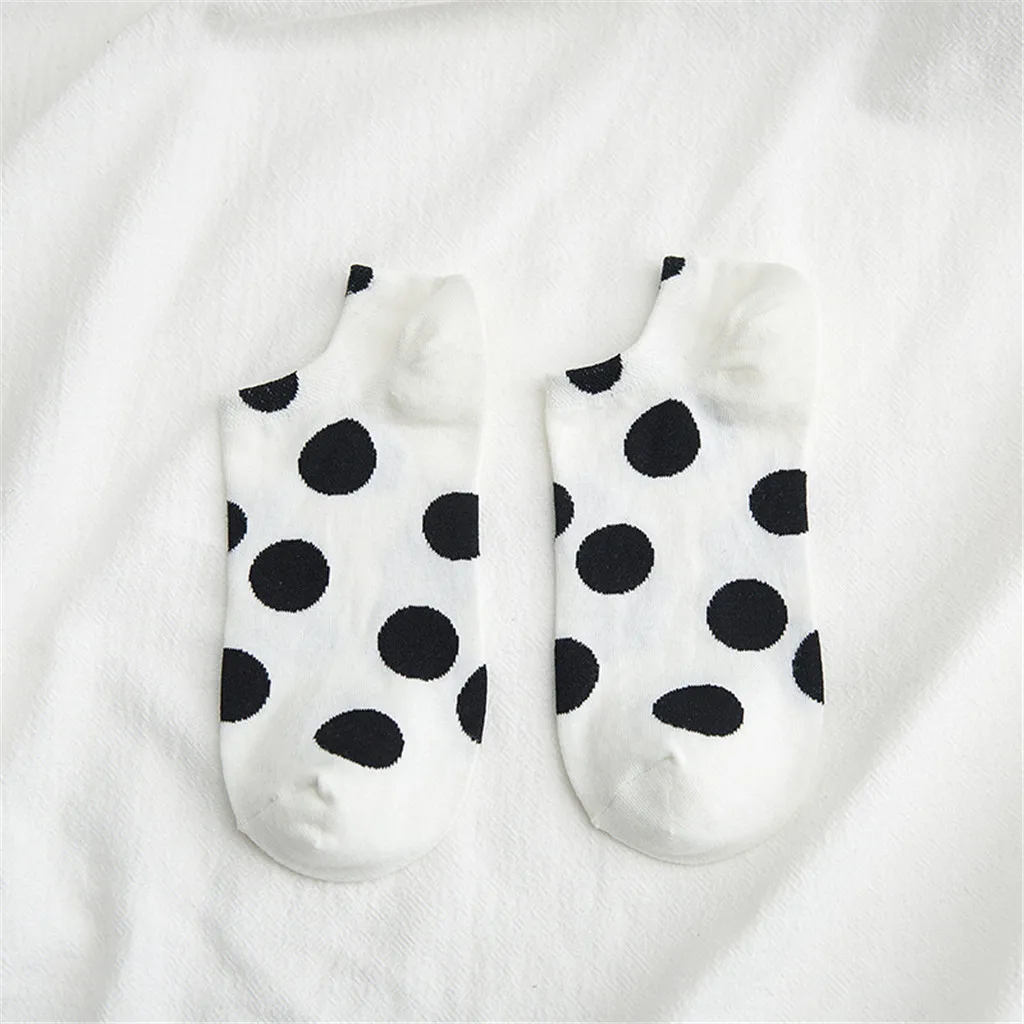 1Pair Unisex Comfortable Stripe Cotton Socks Spring And Summer Polka Dot Wave College Wind Socks Breathable Wild Boat Socks Z412