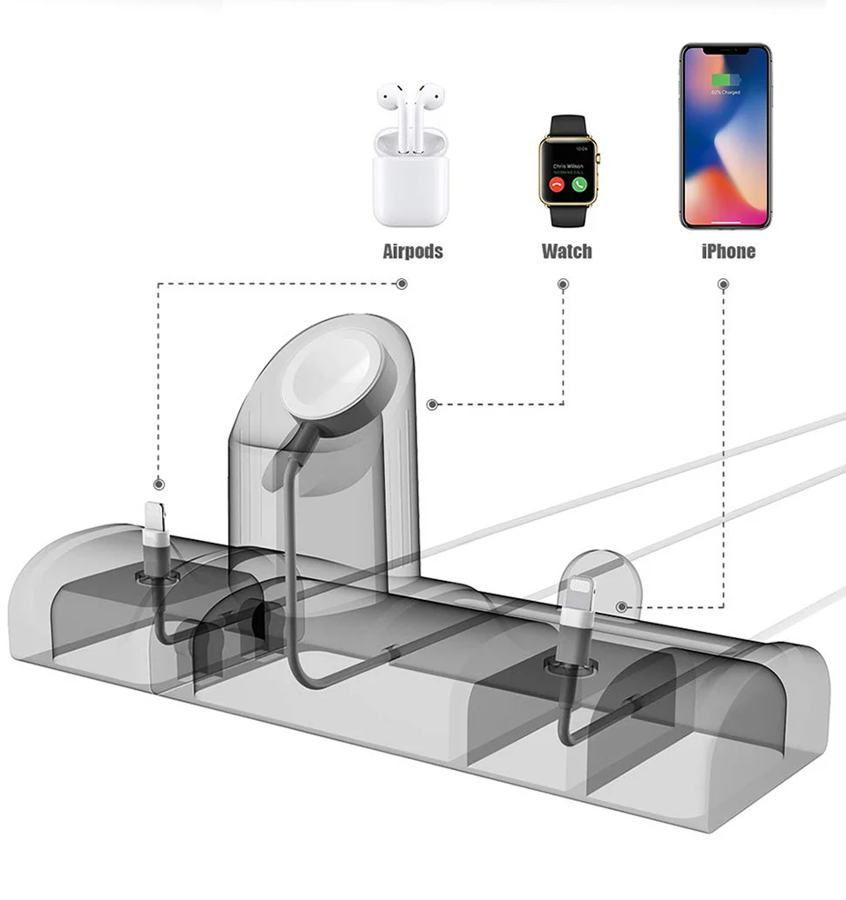 3 In 1 Charge Stand Dock Station For Apple Watch Series 432 Silicone Charge Base For Iphone XXS87 Charging Dock For Airpods (5)
