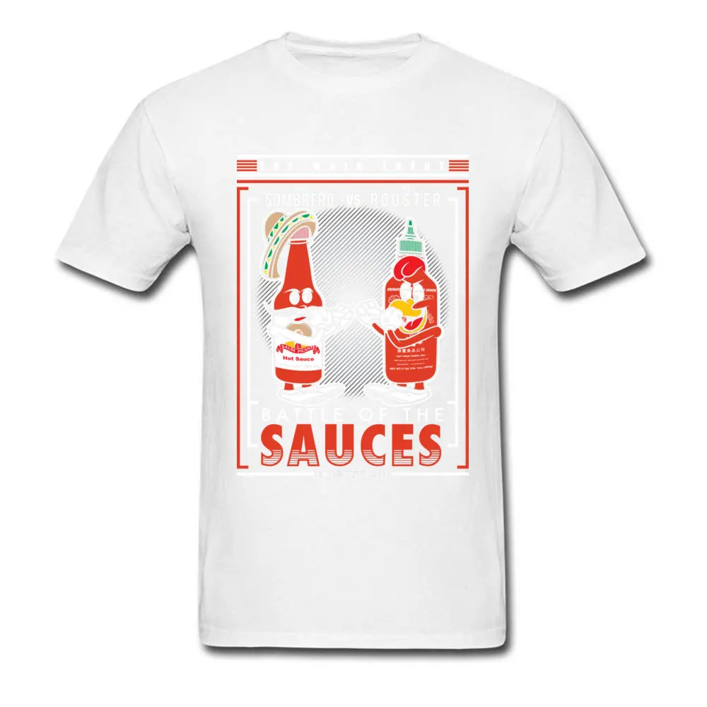 Battle Of The Sauces 100% Cotton Men Short Sleeve Tops Shirt Printed Summer Tshirts Customized Tshirts Hot Sale Crewneck Battle Of The Sauces white