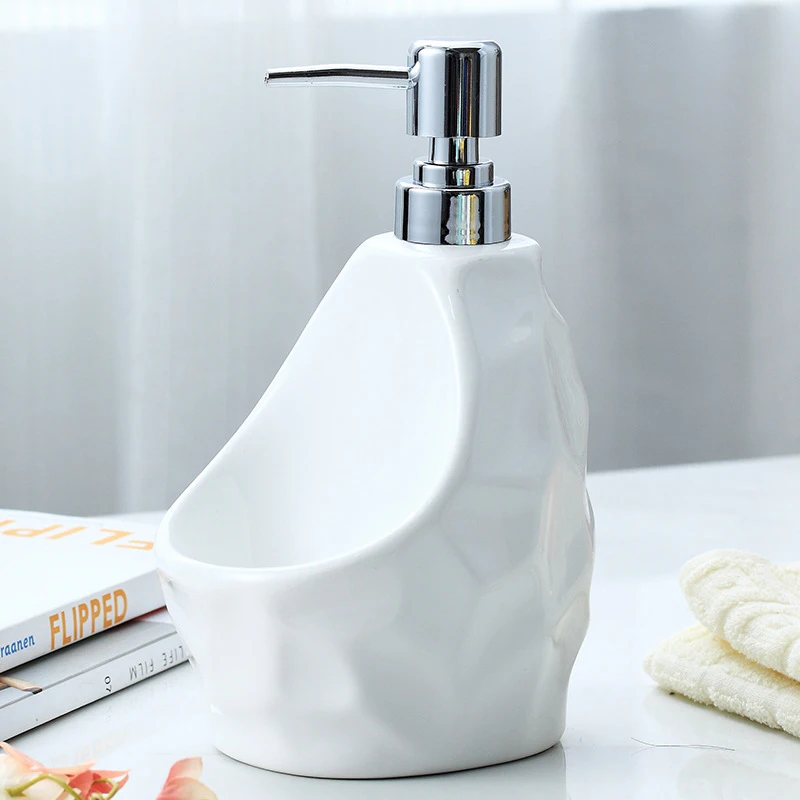 Современный диспенсер для жидкого мыла, насос для ванной комнаты, керамическая бутылка для мытья рук, гель для душа, шампунь, контейнер, 650 мл, аксессуары для ванной комнаты - Цвет: Белый