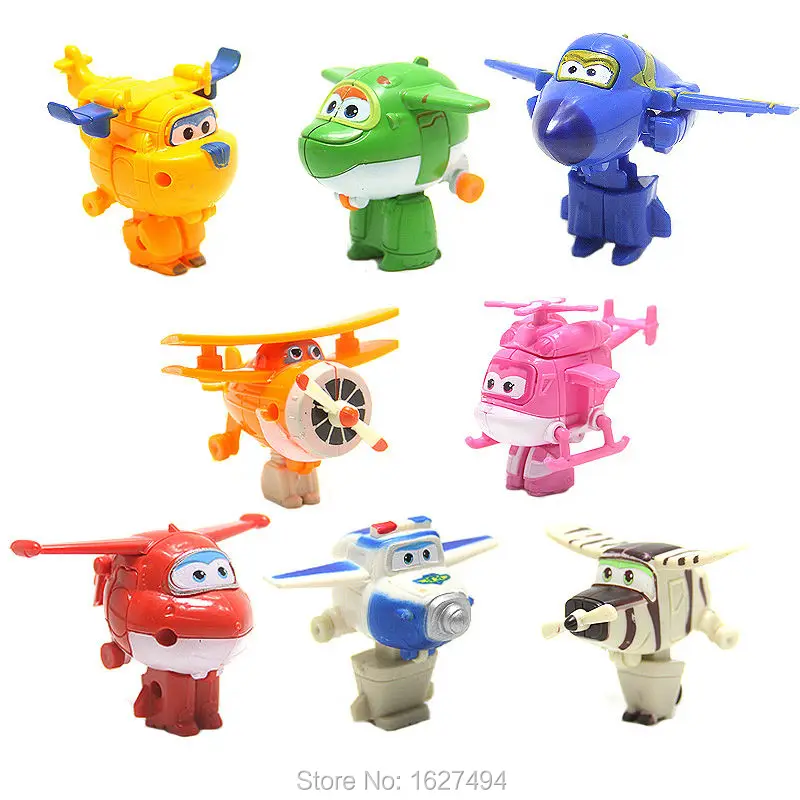 

8pcs Super Wings Donnie Dizzy Mini Airplane Robot abs Action Figures Superwings Transformation Jett Figurines Kids Toys For Boys