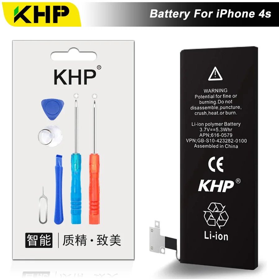 Новинка 2019 100% оригинальный KHP Аккумулятор для телефона iPhone 4S батарея 1430 мАч