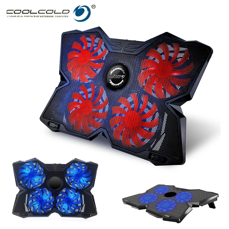 

Coolcold Laptop Cooler Pad Air Cooled Cooling Pad Stand for Laptop for 12 17 inch Notebook Aluminum Stand 4 LED Fans 2 USB Ports