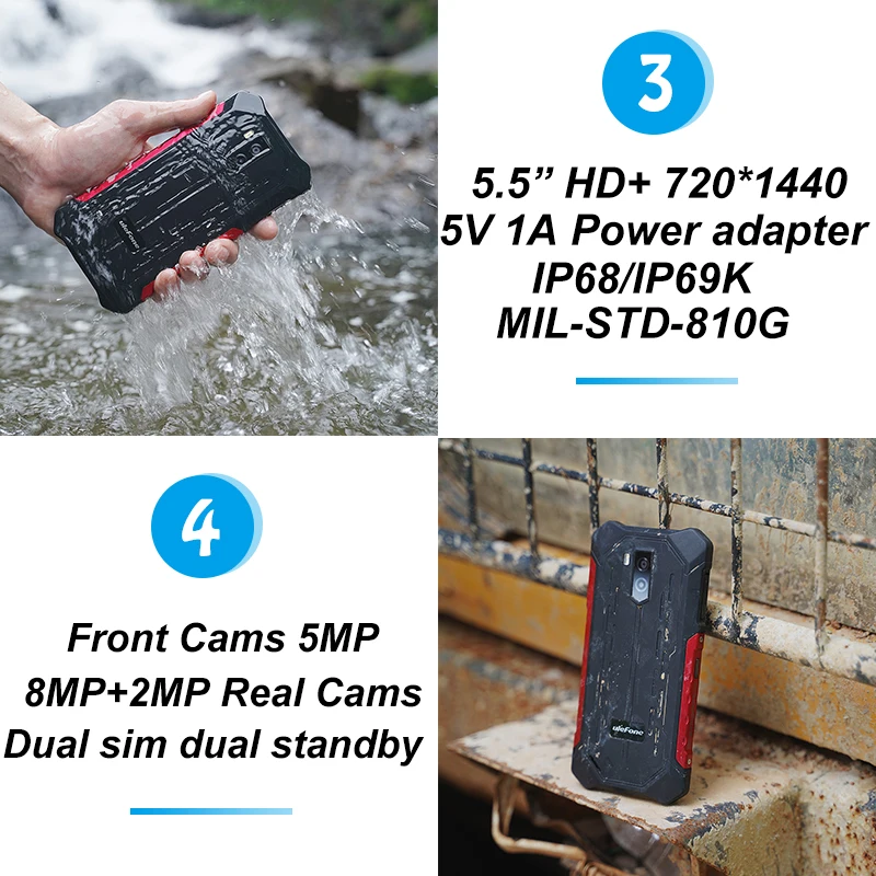 Ulefone Armor X3 смартфон с 5 дюймовым дисплеем процессором MT6580 ОЗУ 2 Гб ПЗУ 32 ГБ Android 2019 8