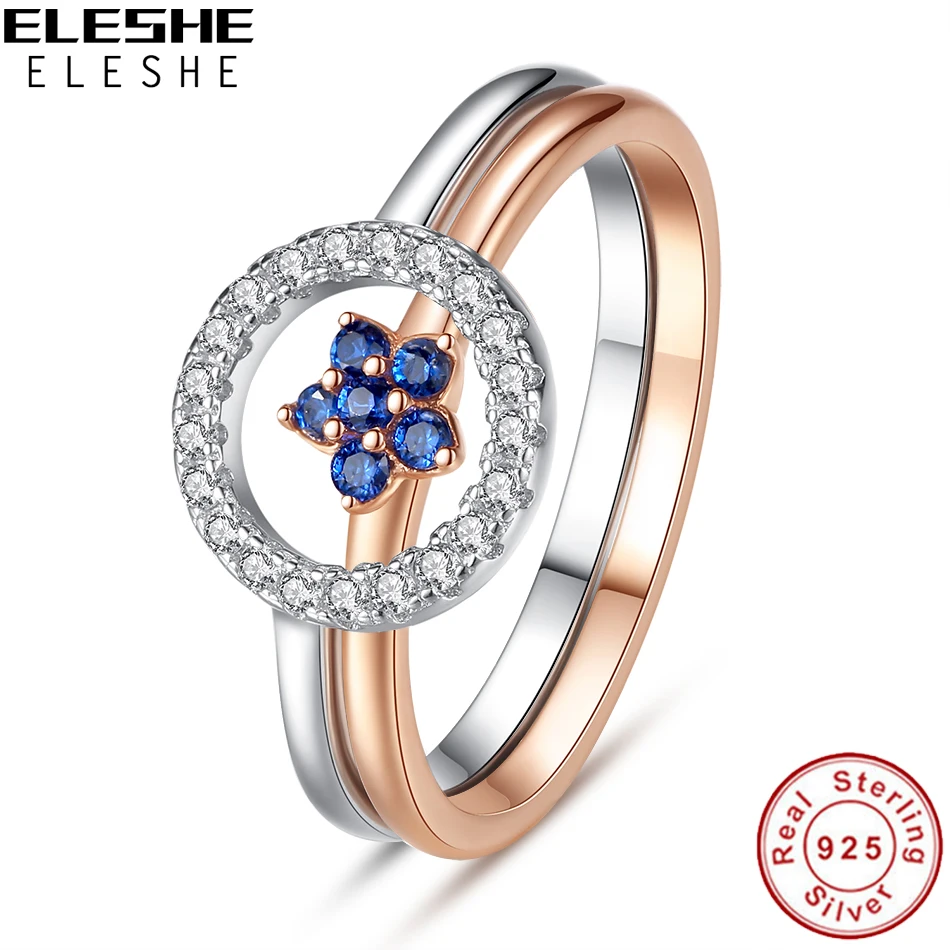 ELESHE 15 Styles 925 Sterling Silver Heart Circle Rings For Women Crystal CZ Finger Ring Wedding Engagement Jewelry Gift