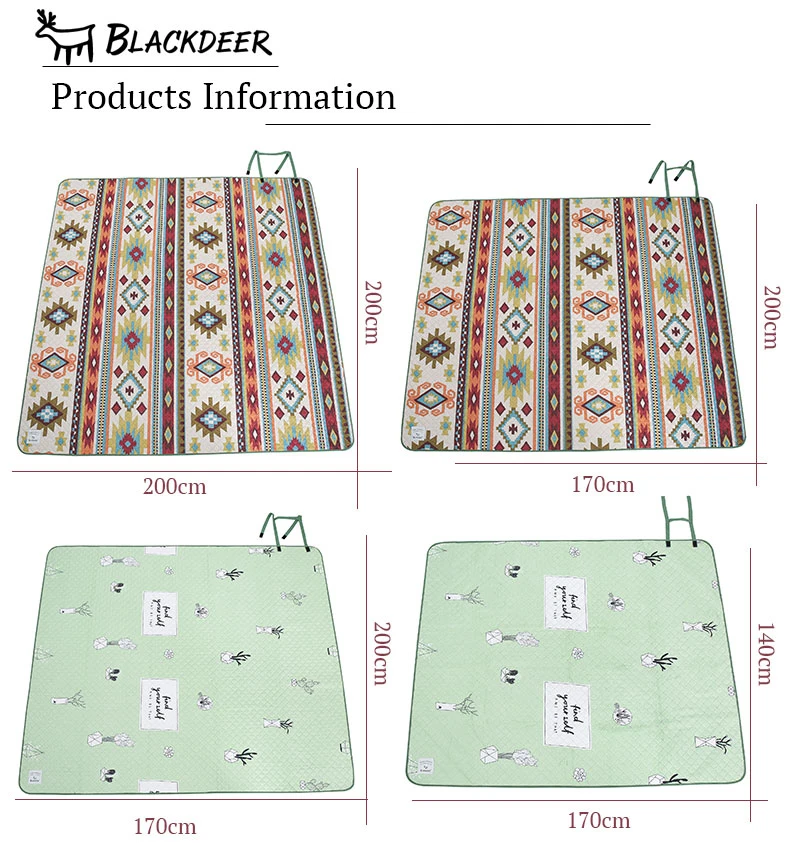 Esteira de Acampamento para a Família Esteira de Praia Blackdeer Estilo Nação Impresso Engrosse Piquenique à Prova d' Água Criança Jogo Mola Máquina Lavável 2 High Quality Esporte e Lazer