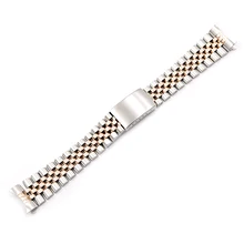 CARLYWET 19 20 22mm Two Tone Oco Curvo End Sólido Parafuso Links Substituição Watch Band Strap Estilo Antigo Jubileu pulseira