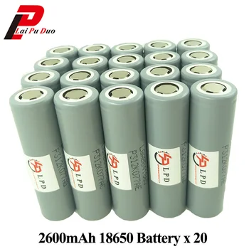 

2600mAh 3.6V 18650 Lithium Battery Rechargeable Li-ion Battery for LED Flashlight Headlamp 20 Pieces Included