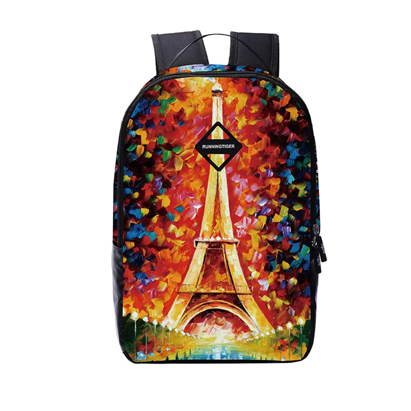 eiffel tower female printing backpack women travel bags high school bags for girls casual shopping bag